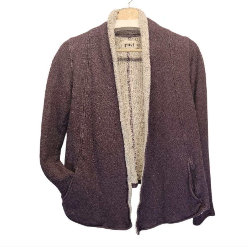 Pact Purple Terry Open Front Cardigan 100% Organic Cotton size XSMALL Athleisure